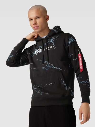 Alpha Industries Hoodie met labelprint Zwart - 3