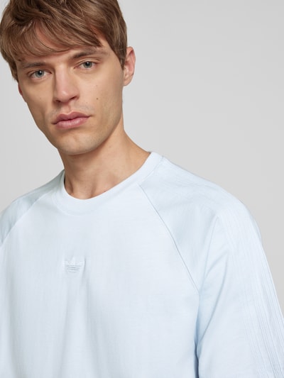 adidas Originals T-shirt met geribde ronde hals Lichtblauw - 3