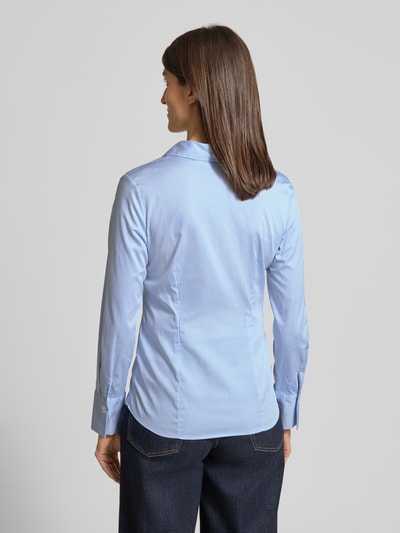 COMMA Bluzka koszulowa o kroju slim fit z dekoltem w serek Błękitny 5