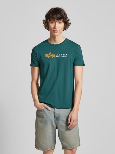 Alpha Industries T-shirt z nadrukiem z logo Petrol 4