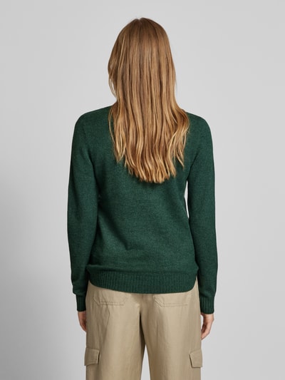 Vila Gebreide pullover met ribboorden, model 'RIL' Flessengroen - 5