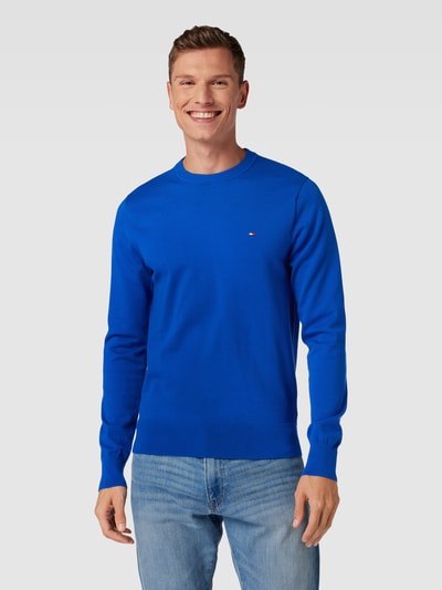 Tommy Hilfiger Gebreide pullover met labelstitching Koningsblauw - 4