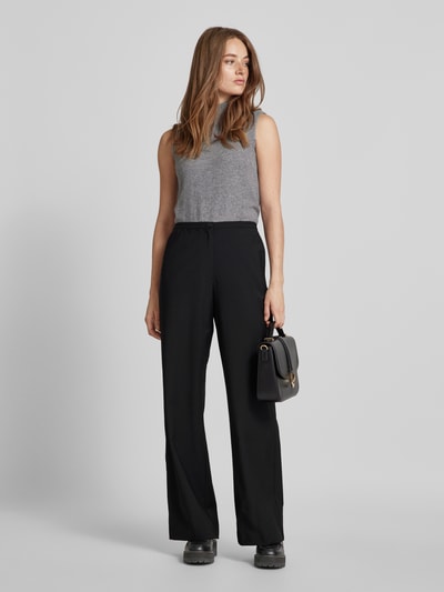 Marc O'Polo Straight fit stoffen broek van wolmix met stretch en elegante persplooi Zwart - 1