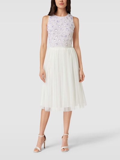 LACE & BEADS Knielange rok met plissévouwen Offwhite - 1