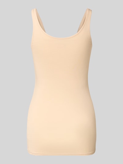 Produktfoto, Slim Fit Top aus Baumwoll-Mix von Schiesser, damski top w kolorze beżowym, krój slim fit, okrągły dekolt, mieszanka bawełny, półprzezroczysty.
