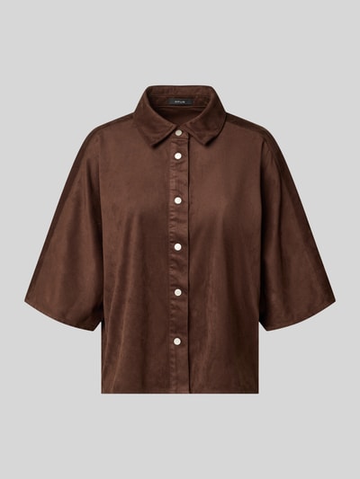 Productfoto, Boxy Fit Bluse mit 1/2-Arm Modell 'Fermes' van OPUS, bruin, materiaalmix met stretch, overhemdkraag, knoopsluiting
