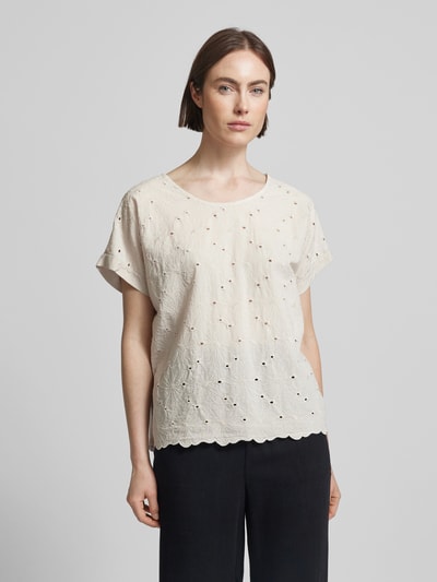 ZABAIONE T-shirt met broderie anglaise, model 'La44rissa' Beige - 4