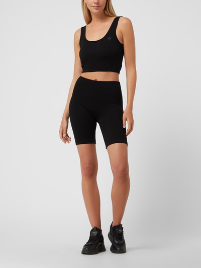 Guess Activewear Krótki top z prążkowaną fakturą  Czarny 1