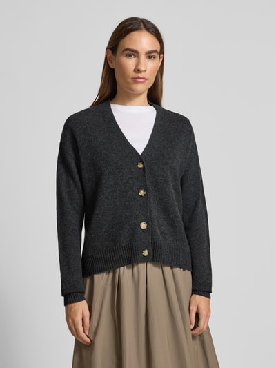 Christian Berg Woman Regular Fit Strickjacke aus reiner Wolle Anthrazit Melange 4