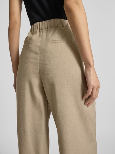 Drykorn Straight leg linnen broek met elastische band, model 'CONSIDER' Beige - 3