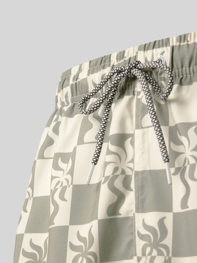 BOARDIES Badehose mit elastischem Bund Modell 'Clara Palm' Khaki 3