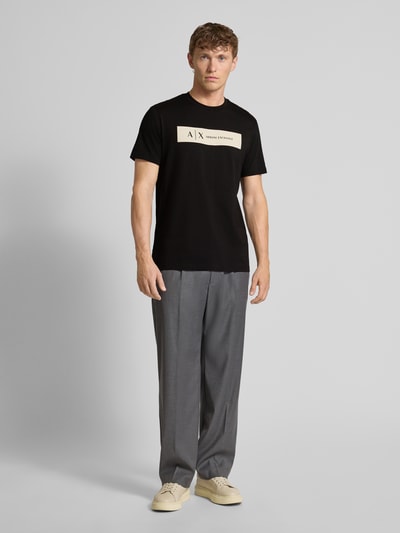 ARMANI EXCHANGE T-shirt o kroju regular fit z czystej bawełny z nadrukiem z logo Czarny 1