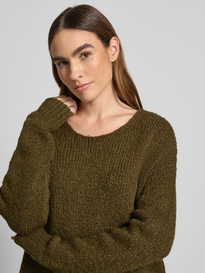 Milano Italy Strickpullover mit Rundhalsausschnitt Khaki 3
