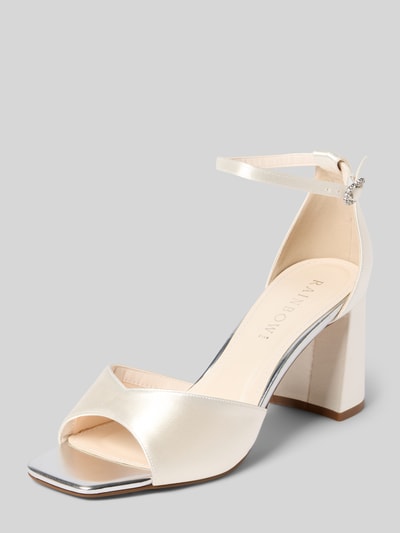 Produktfoto, Sandalette mit Blockabsatz Modell 'Solange' von Rainbow Club aus satyna, pasek ze sprzączką, wysokość obcasa 8 cm, wysokość cholewki 9 cm, szerokość w rozmiarze 40: 6 cm