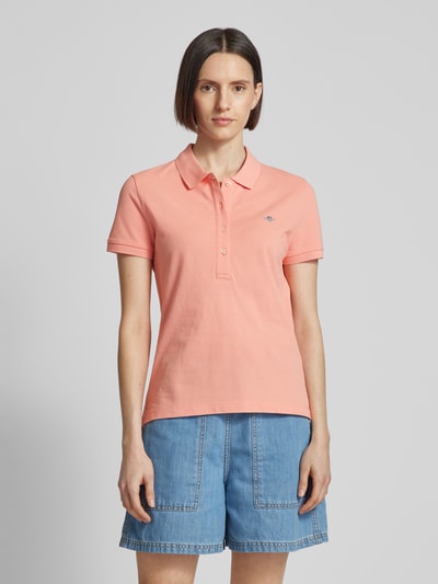 Gant Koszulka polo o kroju slim fit z wyhaftowanym logo Łososiowy 4