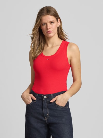 Tommy Jeans Top typu tank o kroju slim fit z mieszanki bawełny Czerwony 4