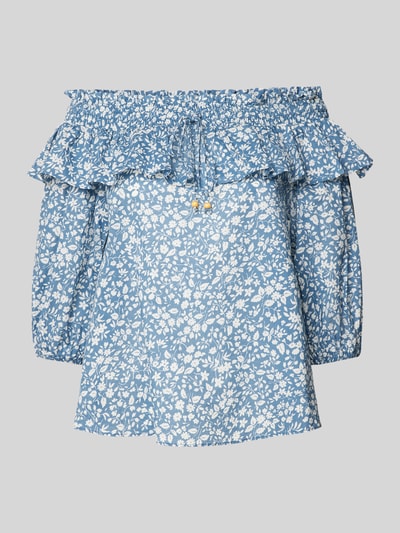 Lauren Ralph Lauren Off-schouder blouse met all-over print, model 'MIERCHAL' Lichtblauw - 2