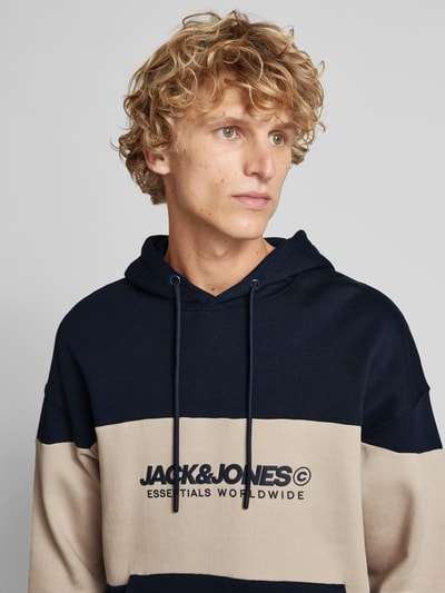 Jack & Jones Hoodie met labelprint, model 'LEGACY' Donkerblauw - 3