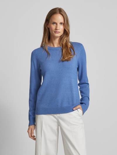 Vila Gebreide pullover met ribboorden, model 'Viril' Blauw - 4