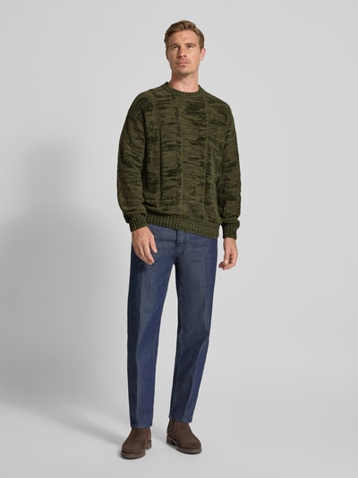 BOSS Orange Regular fit gebreide pullover van katoenmix, model 'KIRESO' Kaki - 1