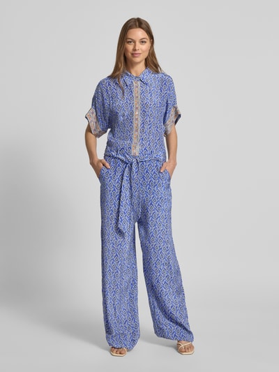 LOLLYS LAUNDRY Jumpsuit van viscose met strikceintuur, model 'Mathilde' Koningsblauw - 4