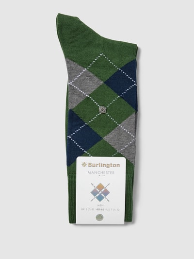 Burlington Socken mit Karomuster Modell 'MANCHESTER' Dunkelgruen 3