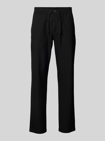 Selected Homme spodnie z prostymi nogawkami z dodatkiem wiskozy model 'ROBERT' Czarny 1