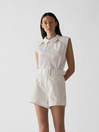 Self-Portrait Shorts mit Gürtel Weiß 3