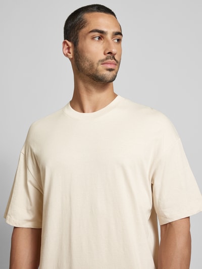 Jack & Jones T-shirt met geribde ronde hals, model 'BRADLEY' Offwhite - 3