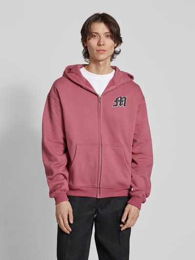 Multiply Apparel Oversized Sweatjacke mit Label-Print Pink 4