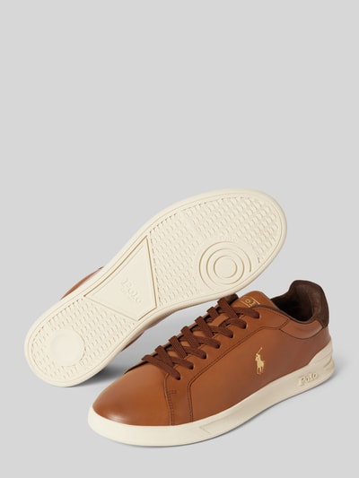 Polo Ralph Lauren Leren sneaker met logoprint Cognac - 3