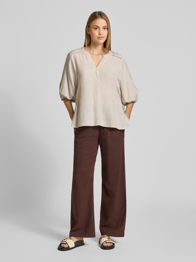 FREE/QUENT Bluse aus Leinen-Mix mit verlängertem Rücken Modell 'Lava' Sand 1