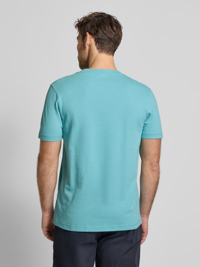 Lerros T-shirt met structuurmotief en ronde hals Turquoise - 5