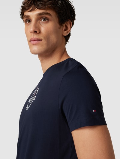 Tommy Hilfiger Slim fit T-shirt met ronde hals Marineblauw - 3