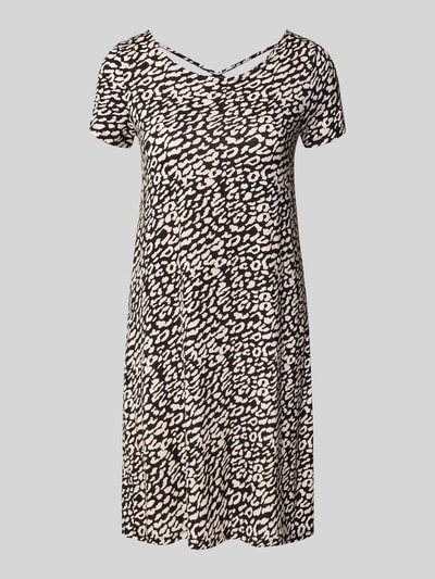 Only Uitlopende mini-jurk met all-over motief, model 'BERA' Zwart - 2