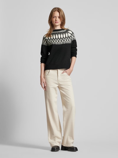 Vero Moda Sweter z norweskim wzorem model ‘SIMONE’ Czarny 1