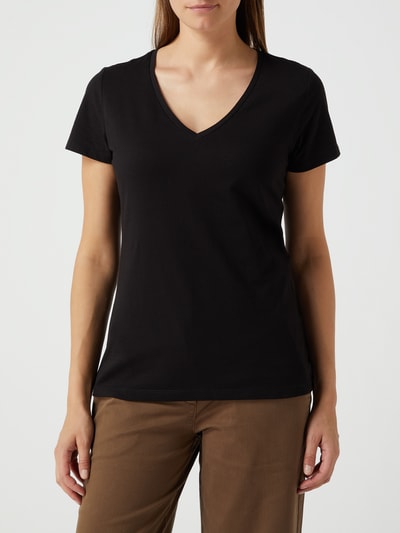 QS T-shirt met labeldetail, model 'Basic' Zwart - 4