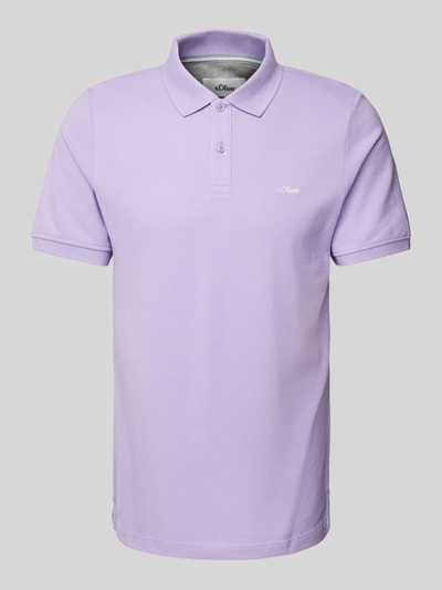 s.Oliver RED LABEL Regular Fit Poloshirt aus reiner Baumwolle mit Label Stitching Lavender 2