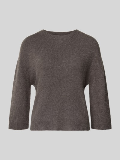 Oui Relaxed fit pullover met alpaca in gebreide look Donkerbruin - 2