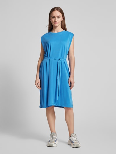 MSCH Copenhagen Knielange jurk met stoffen ceintuur, model 'Juniper' Koningsblauw - 4