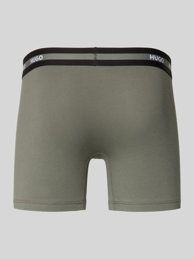 Produktfoto, Slim Fit Trunks aus Baumwoll-Mix im 3er-Pack Modell 'PLANET' von HUGO, jednokolorowy, krój slim fit, z napisem z logo, ściągacz: elastyczny, wielopak: 3 szt., wykończenie materiału: dżersej ze streczem, mieszanka bawełny