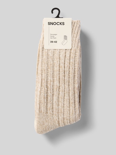 Snocks Socken mit geripptem Abschluss im 2er-Pack Offwhite 3