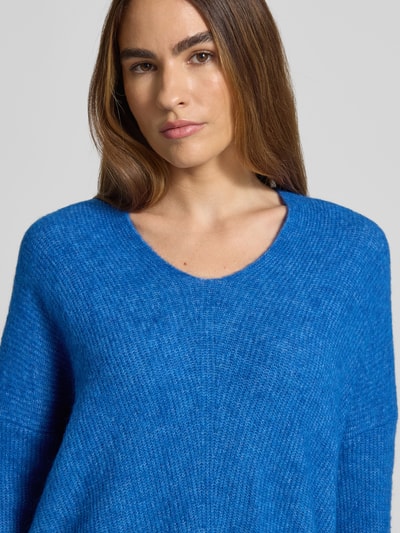 MOS MOSH Oversized gebreide pullover met ribboorden, model 'THORA' Koningsblauw - 3