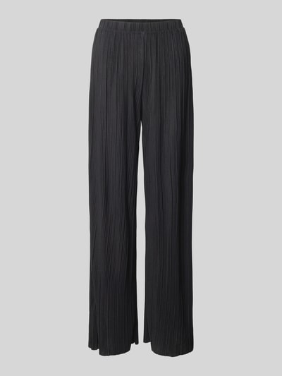 Produktfoto, Wide Leg Hose mit Plisseefalten Modell 'PLISA' von Vila im Material-Mix mit Viskose-Anteil, schwarz, feine Textur