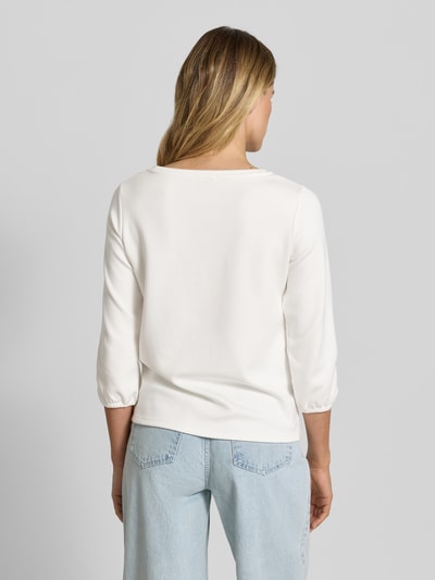 Vrouwenmodel draagt Sweatshirt mit 3/4-Arm van More & More, modalmix met stretch, regular fit, ronde hals, 3/4-mouw, ganzlichaamsaanzicht rugaanzicht.