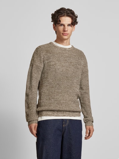 Jack & Jones Sweter z dzianiny z okrągłym dekoltem model ‘LEWIS’ Beżowy melanż 4