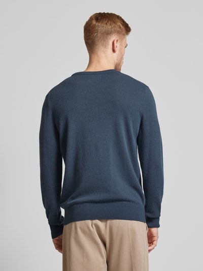 Marc O'Polo Regular fit gebreide pullover van een zachte mix van katoen en scheerwol Rookblauw - 5