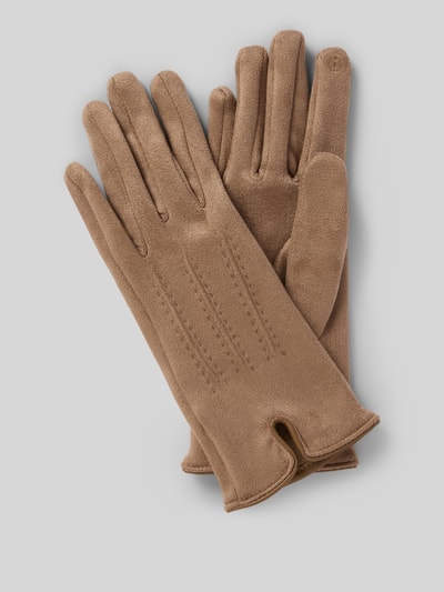 EEM Slim Fit Handschuhe mit Ziernähten Taupe 1