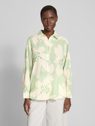 OPUS Regular fit overhemdblouse met doorknoopsluiting Lichtgroen gemêleerd - 4