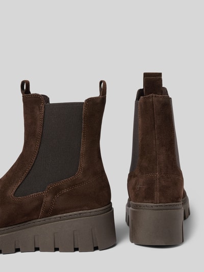 Produktfoto, braune Chelseas aus echtem Rindsleder von Tamaris mit grober Sohle und matten Oberflächen, Damen Chelseas von Tamaris